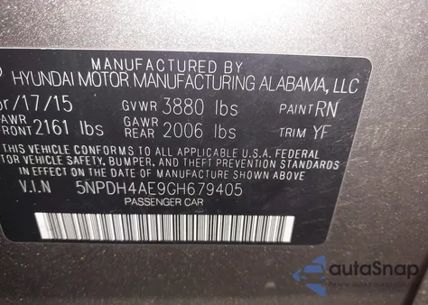 2016 Hyundai Elantra Value Edition из США, поврежденный, VIN 5NPDH4AE9GH679405